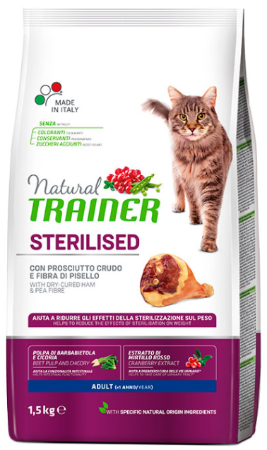 Корм Trainer (Трейнер) Natural Adult Sterilised with dry-cured ham для дорослих стерилізованих кішок від 1