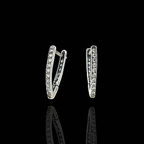 Срібні жіночі сережки з фіанітами, 32 камінця