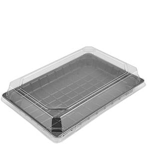 Контейнер для суші та холодних страв чорний  з кришкою 224х150х36 мм  (1/уп/50/шт)