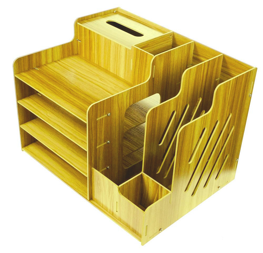 Настільний органайзер для канцелярії дерев'яний 39 * 29 * 28 см, підставка органайзер для документів - фото 1 - id-p1335941824