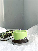 Соевая свеча в бетоне с эфирными аромамаслами с подставкой 8,5х8см
