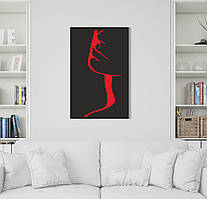 Lady Red | Дерев'яна картина-панно 50x31см | Декор на стіну