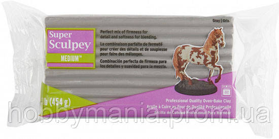 Super Sculpey Medium Blend Супер Скалпе Мідіум 454 г, сіра полімерна глина для мініатюр