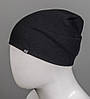 Шапка-біні Трикотажна Подвійна Без підкладки (18005), Чорний, фото 2