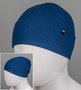 Шапка-біні Трикотажна Подвійна Без підкладки (18005), Темний Джинс