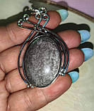 Срібний великий кулон із райдужним обсидіаном "Живе срібло", фото 5