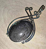 Срібний великий кулон із райдужним обсидіаном "Живе срібло", фото 9