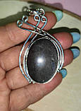 Срібний великий кулон із райдужним обсидіаном "Живе срібло", фото 3