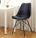 Стільець Тау Black чорний 80х50х46 см пластикове сидіння з м'якою подушечкою на металевих ніжках, фото 4