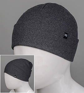 Шапка-біні Трикотажна Подвійна Без підкладки (18005), Антрацит