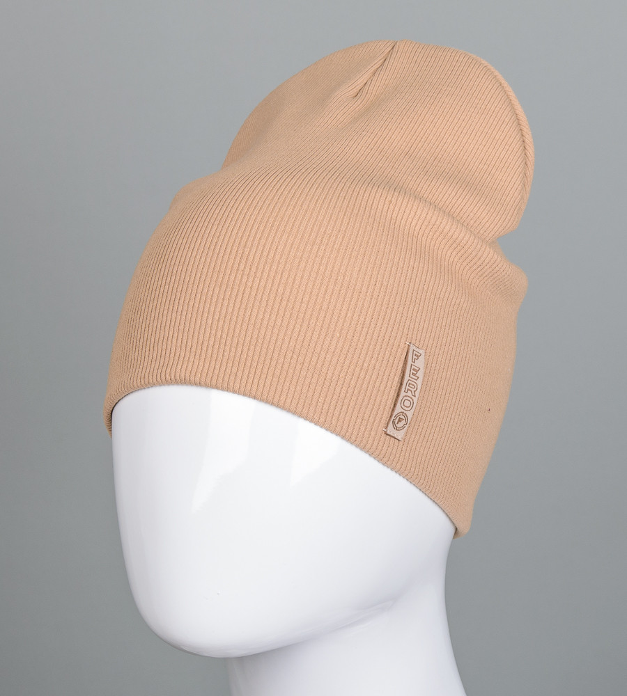 Шапка трикотажна Рубчик без одвороту (20217), Бежевий, фото 1