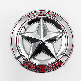 Емблема «TEXAS EDITION» для JEEP (Джип) 75 mm (значок, наклейка, логотип) Червоний логотип Хром