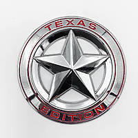 Эмблема 3D «TEXAS EDITION» 75 mm (значок, наклейка, логотип) Красный лого Хром