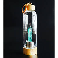 Бутылка для воды с кристаллом 550мл. Зелёный флюорит