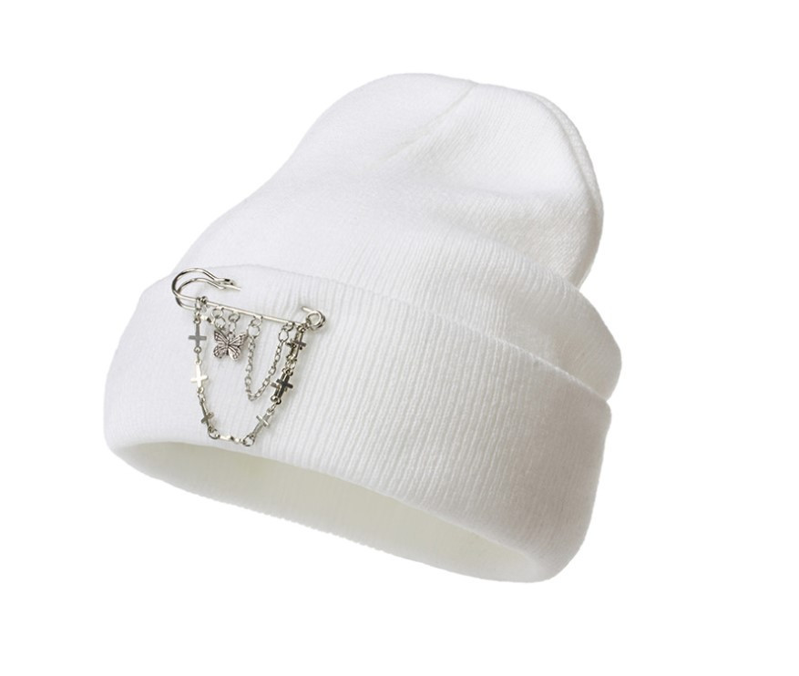 Шапка Метелик із ланцюжком і шпилькою розмір One Size Біла
