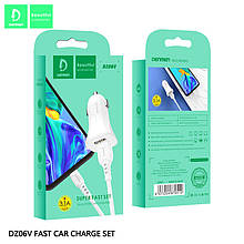 Автомобільний зарядний пристрій DENMEN DZ06V 2USB 2.4 A + кабель Micro білий
