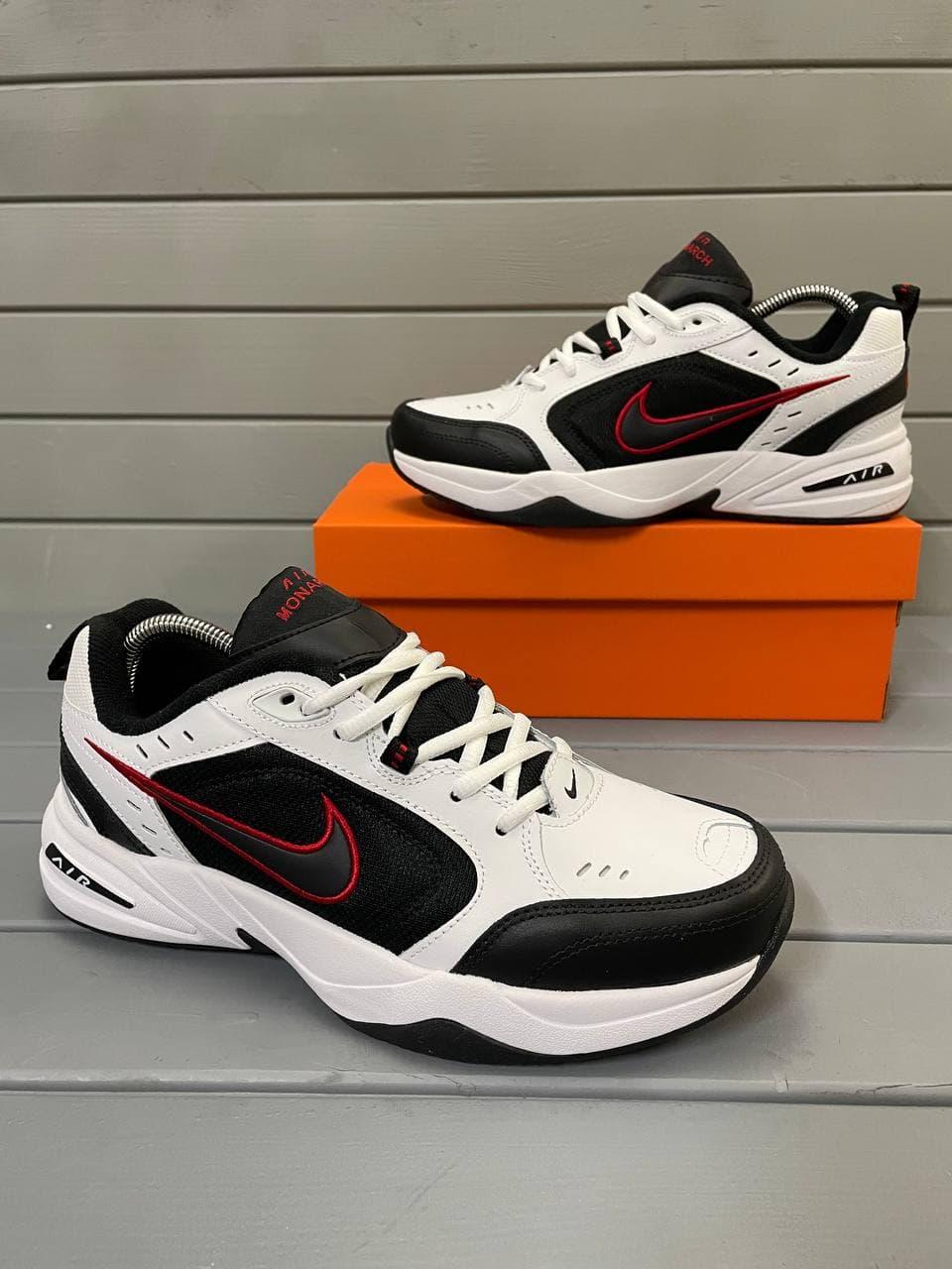 Мужские кроссовки Nike Air Monarch Найк Монарх Черно-белые с красным ...
