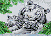 Алмазная вышивка "Белые Тигры" Семья тигрята отдых водопад полная выкладка зашивка мозаика 5d наборы 30х40 см
