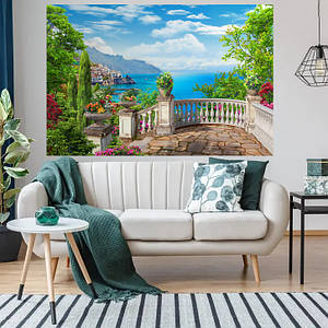 Постер декоративный, Горы и море, для визуального расширения пространства помещения 120 х 180 см