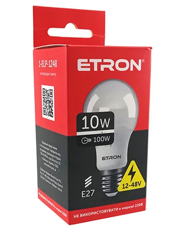 LED лампа ETRON Light 1-ELP-1248 A60 10W 12-48V 4200K E27