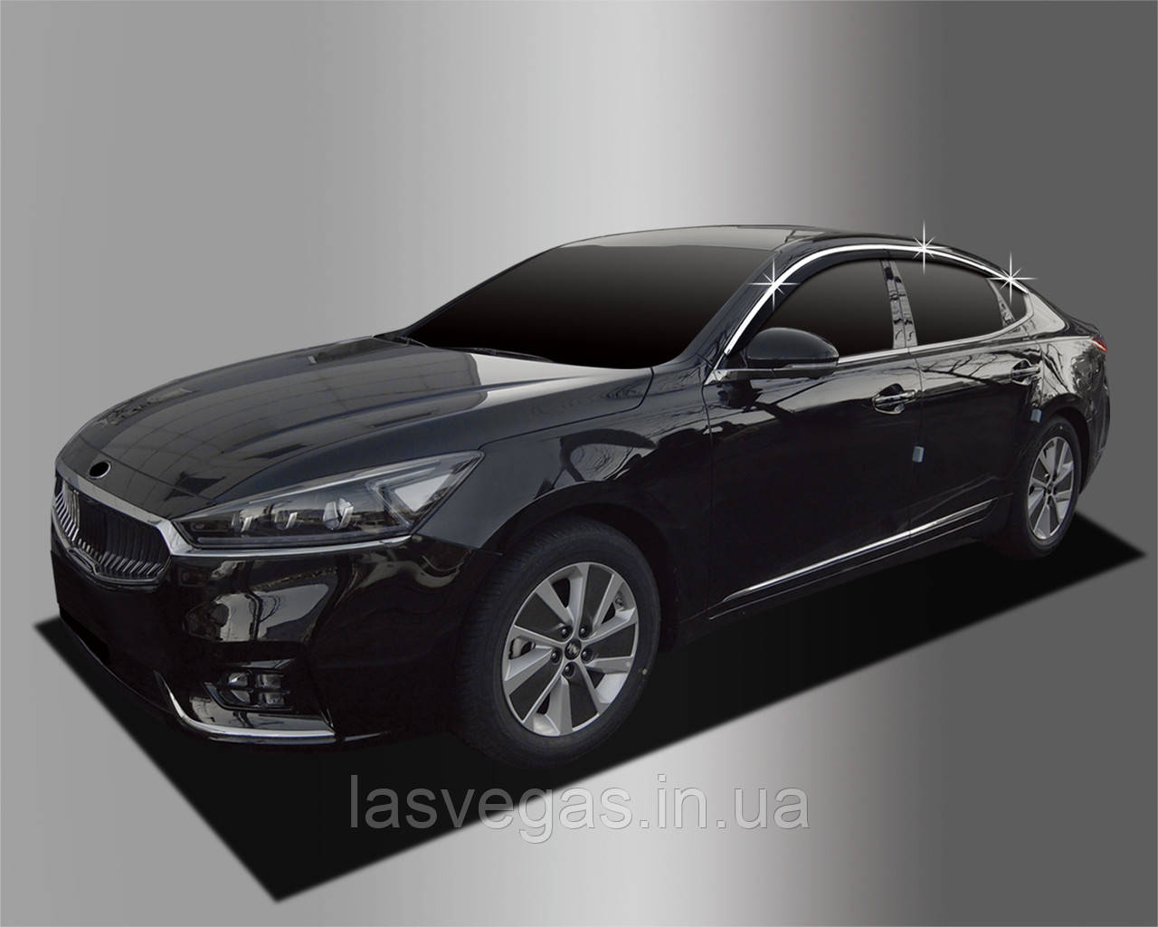 Вітровики з хром молдингом, дефлектори вікон Kia K7 2016-2021 (6шт./Autoclover/Південна Корея)