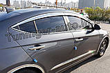 Дефлектори вікон (вітровики) хромовані Hyundai Elantra AD 2015-2020 (Autoclover/Корея), фото 9