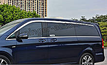 Дефлектори вікон (вітровики) хромовані Mercedes Viano W447 Vito 2015-2021 (середня база)