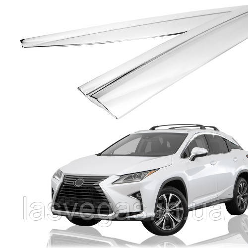 Дефлектори вікон хромовані, вітровики Lexus RX 2015- (Autoclover D702), фото 1