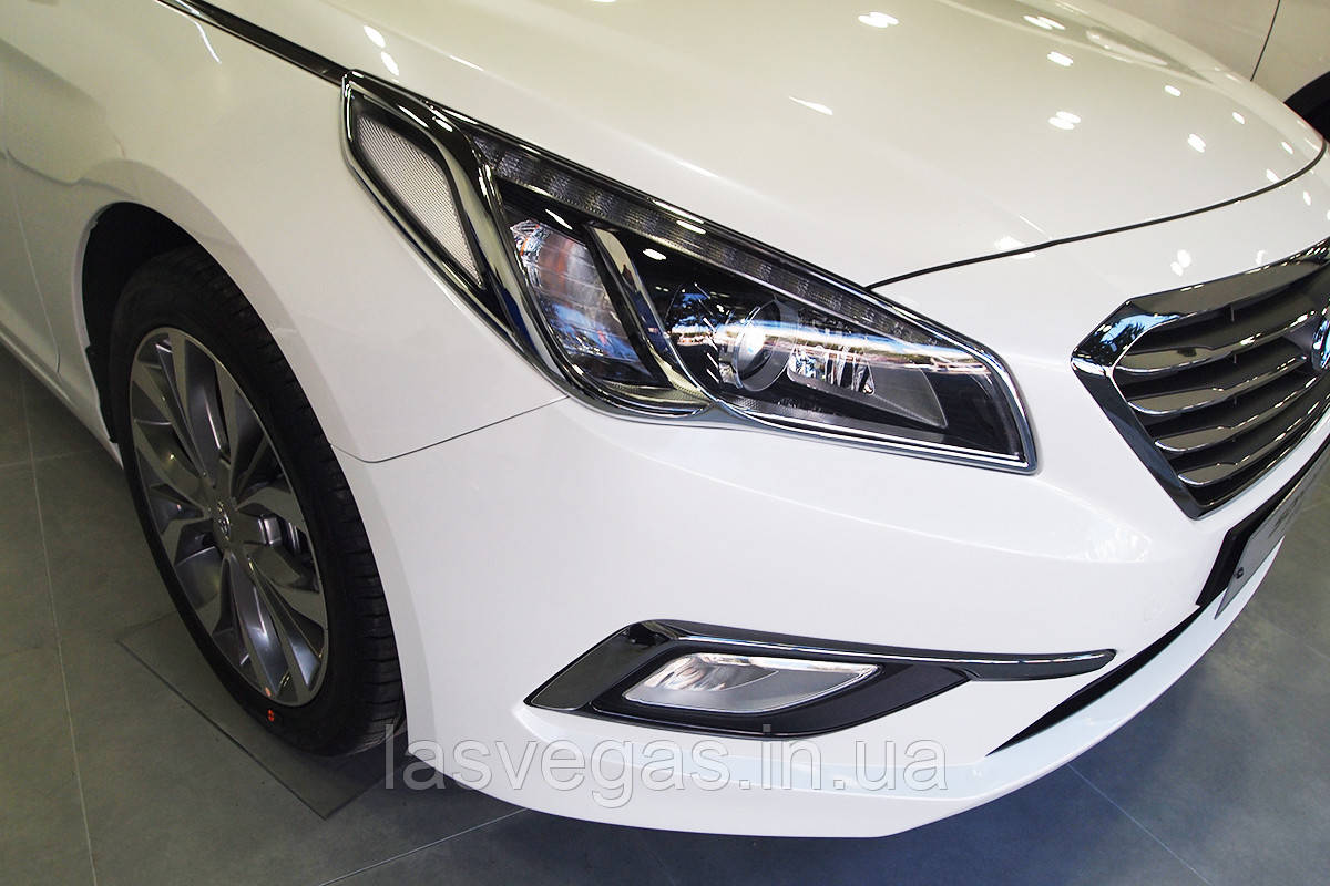 Хром накладки на фари Hyundai Sonata LF 2014-2016 (Autoclover D806)