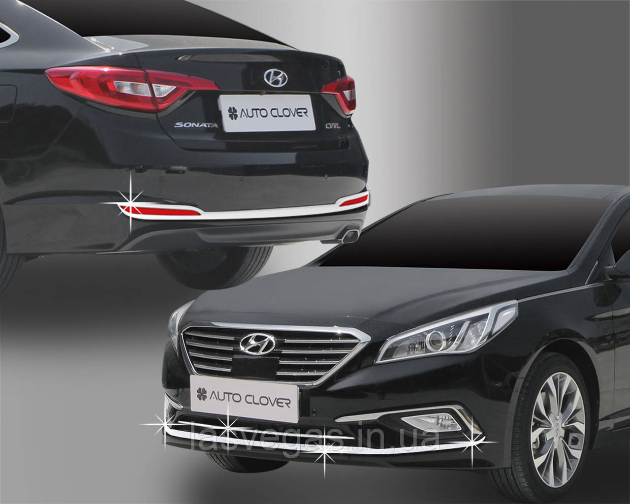 Хром накладки на галогенки Hyundai Sonata LF 2014-2016 (Autocloveer C692)