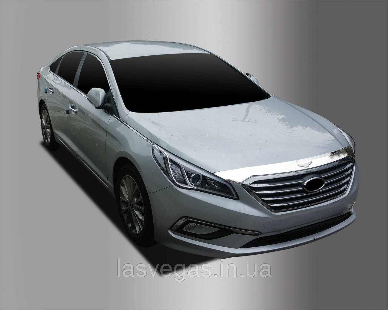 Дефлектор бампера хромований, мухобойка Hyundai Sonata LF 2014-2016 (Autoclover D972), фото 1