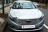Дефлектор бампера хромований, мухобойка Hyundai Sonata LF 2014-2016 (Autoclover D972), фото 2