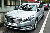 Дефлектор капота хромований, мухобойка Hyundai Sonata LF 2014-2016 (Autoclover D972), фото 3