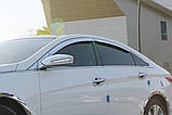 Дефлектори вікон хромовані (вітровики) Hyundai Sonata YF 2009-2014 (Autoclover A473), фото 6