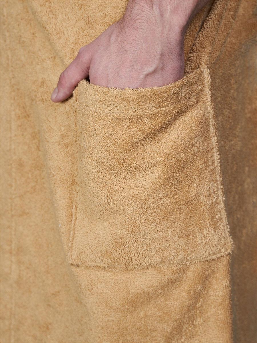 Банный набор Бежевое полотенце-юбка мужское на липучке + среднее полотенце, килт для бани на подарок мужчине T - фото 3 - id-p1557582683