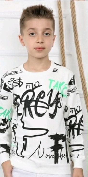 Білий реглан підлітковий на хлопчиків 158,164,170,176 зросту DOFFBI, фото 1