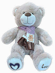 М'який пухнастий Ведмедик у плюшевому шарфі 60 см