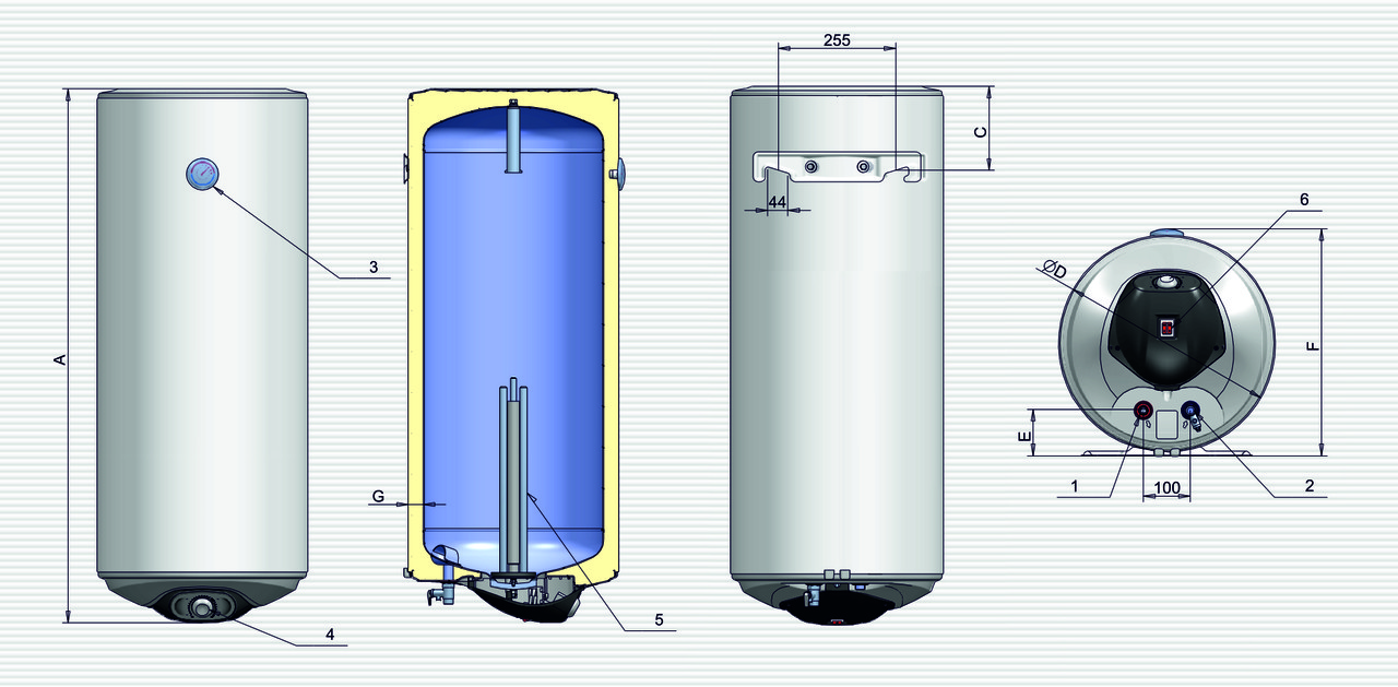 Водонагреватель Eureka 200л "сухие" ТЭНы, 2х1.2kW с улучшенной теплоизоляцией, ELDOM (Болгария) - фото 2 - id-p716120674