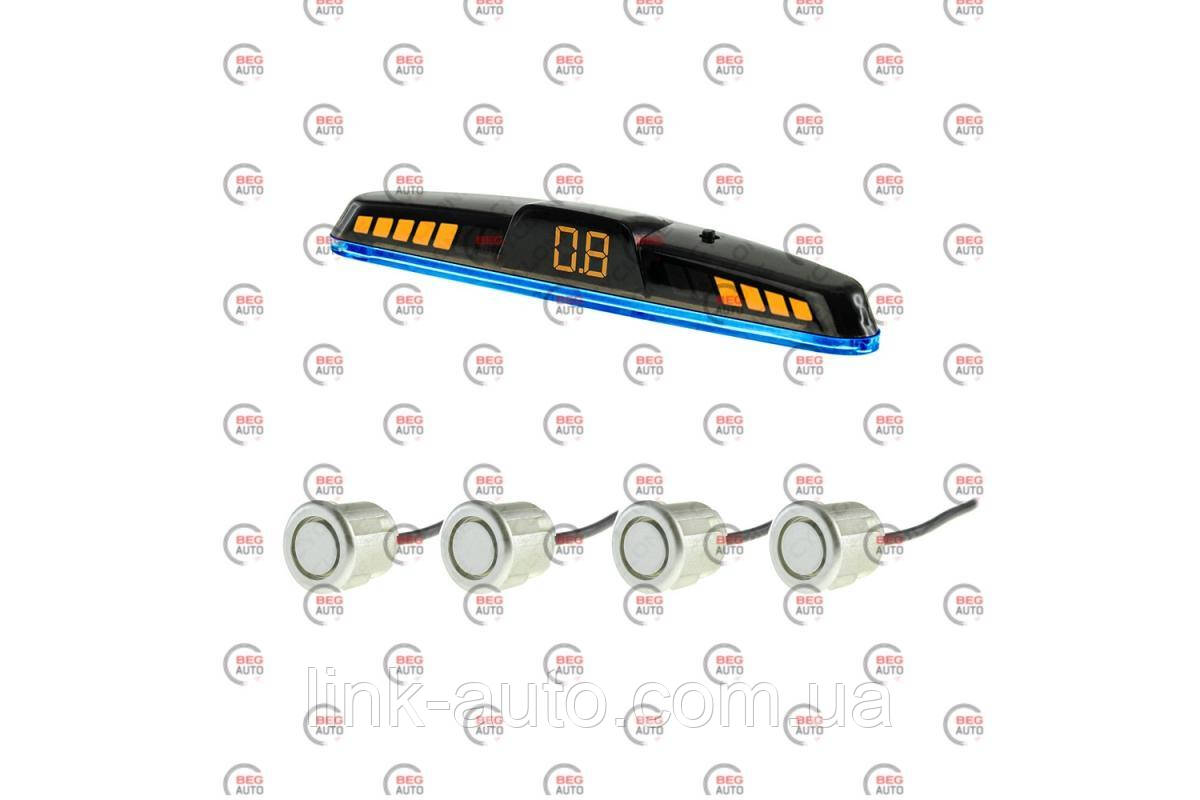 Парктроник 4 датчика 18,5 мм Cyclone SJ-4D LED дисплей-шкала/звук. сигнал/серый - фото 1 - id-p1325774151