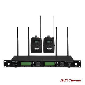 Радіосистема DV Audio WMS-24B з двома поясними передавачами та гарнітурами тілесного кольору, UHF