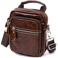 Небольшая мужская сумка из натуральной кожи Vintage Коричневый