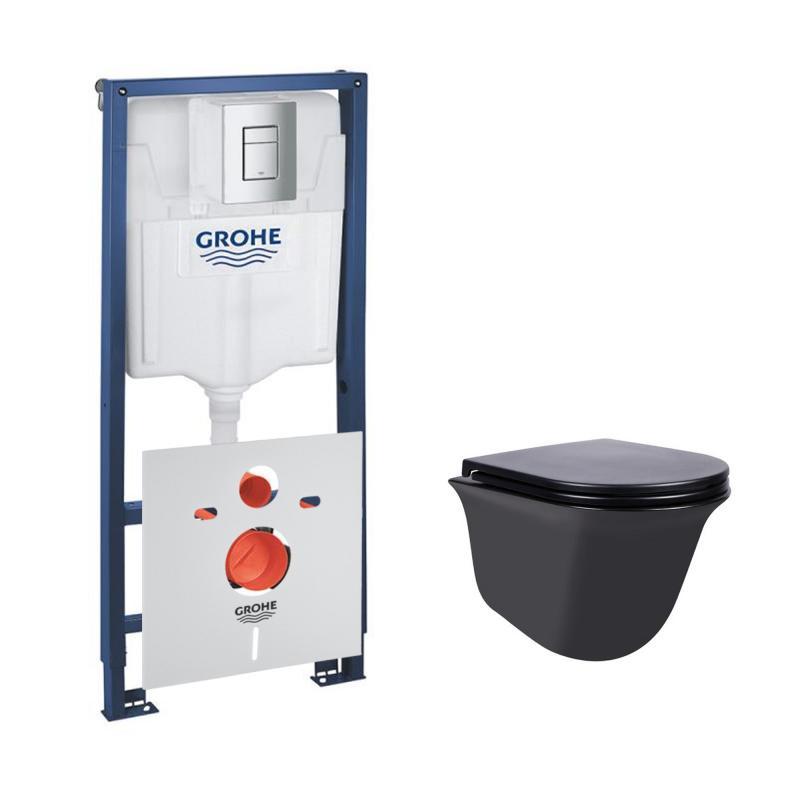 Набір інсталяція 4 в 1 Grohe Rapid SL 38772001 + унітаз з сидінням Qtap Virgo QT1833051ERMB