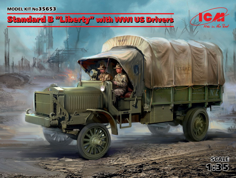 Пластикова модель 1/35 ICM 35653 американська вантажівка Standard B “Liberty” з водіями, фото 1