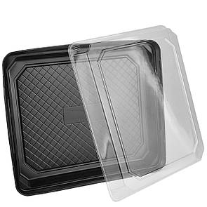 Контейнери з кришкою для суші та ролів чорні для сетів 270х200х35 мм (1/уп/10/шт)