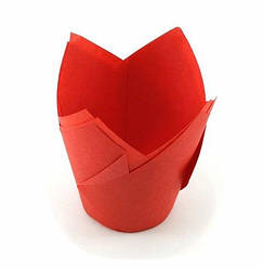Форма паперова для кексів "Тюльпан" червона, дно 5 см