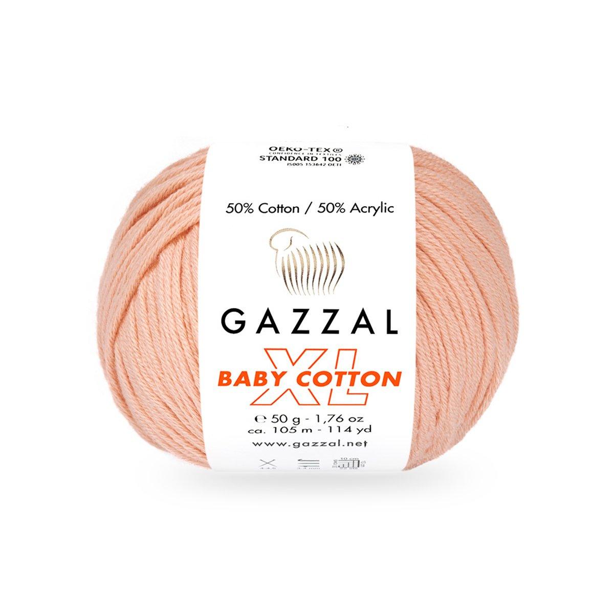 Gazzal BABY COTTON XL (Газзал Бейбi Котон ХL) № 3412 персик (Пряжа з бавовною, нитки для в'язання), фото 1