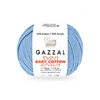 Gazzal BABY COTTON XL (Газзал Бейби Коттон ХL) № 3423 голубой (Пряжа с хлопком, нитки для вязания)