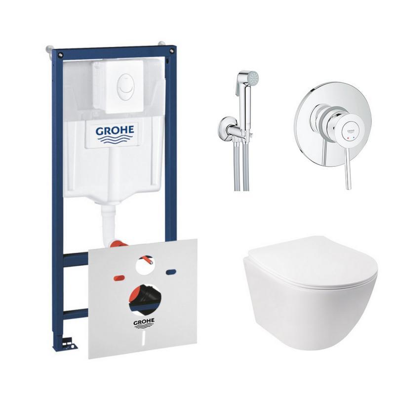 Комплект інсталяція Grohe Rapid SL 38722001 + унітаз із сидінням Qtap Jay QT07335176W + набір для
