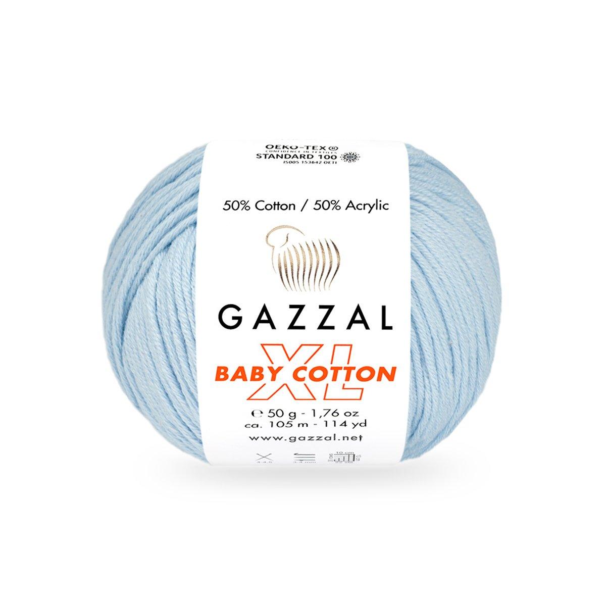 Gazzal BABY COTTON XL (Газзал Бейбi Котон ХL) № 3429 світло-блакитний (Пряжа з бавовною, нитки для в'язання), фото 1