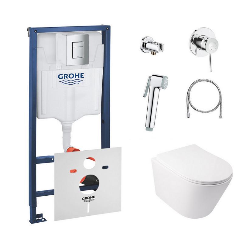 Комплект інсталяція Grohe Rapid SL 38772001 + унітаз із сидінням Qtap Swan QT16335178W + набір для, фото 1